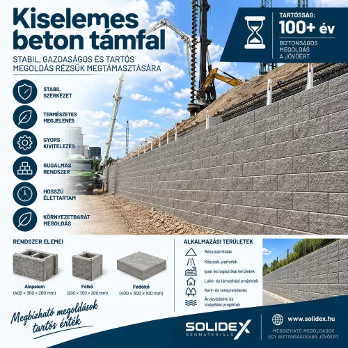 Kiselemes-beton Támfal – Georáccsal erősített támfalrendszer / 100+ év